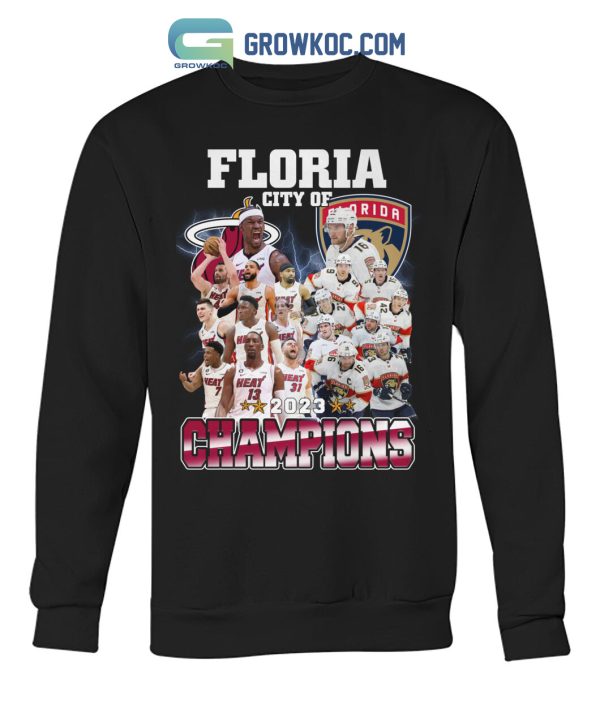 Florida City Of Champions 2023 Miami Heat and Panthers T-Shirt