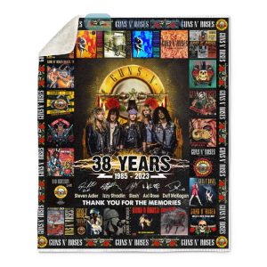 Guns N’ Roses 38 Years 1985-2023 Thank You For The Memories Fleece Blanket, Quilt
