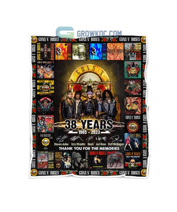 Guns N’ Roses 38 Years 1985-2023 Thank You For The Memories Fleece Blanket, Quilt