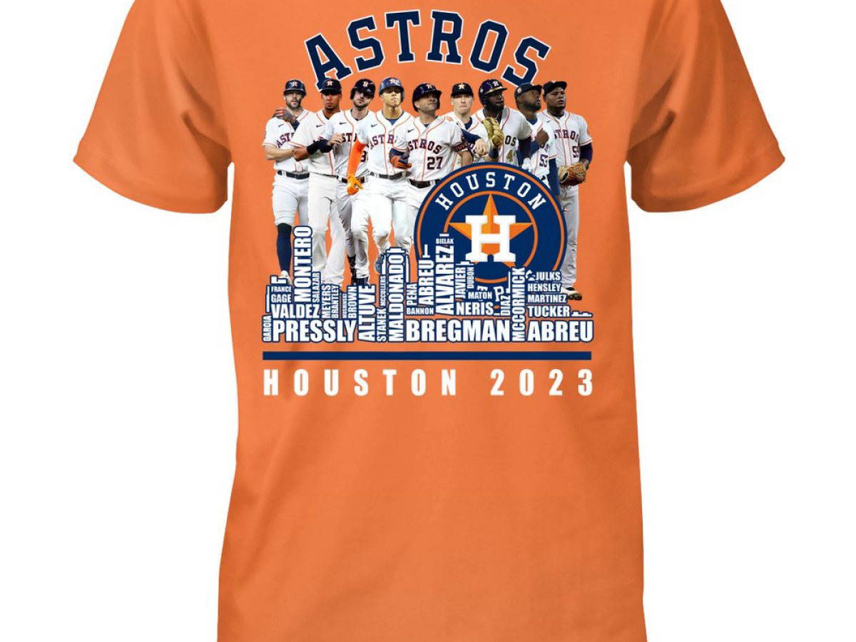 Custom Houston Astros Men's Orange Roster Name & Number T-Shirt 