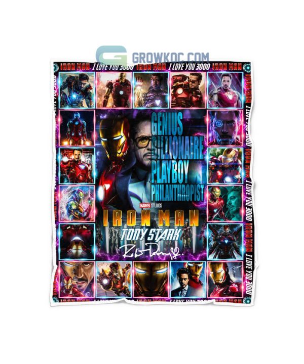 Iron Man Tony Stark I Love You 3000 Fleece Blanket, Quilt