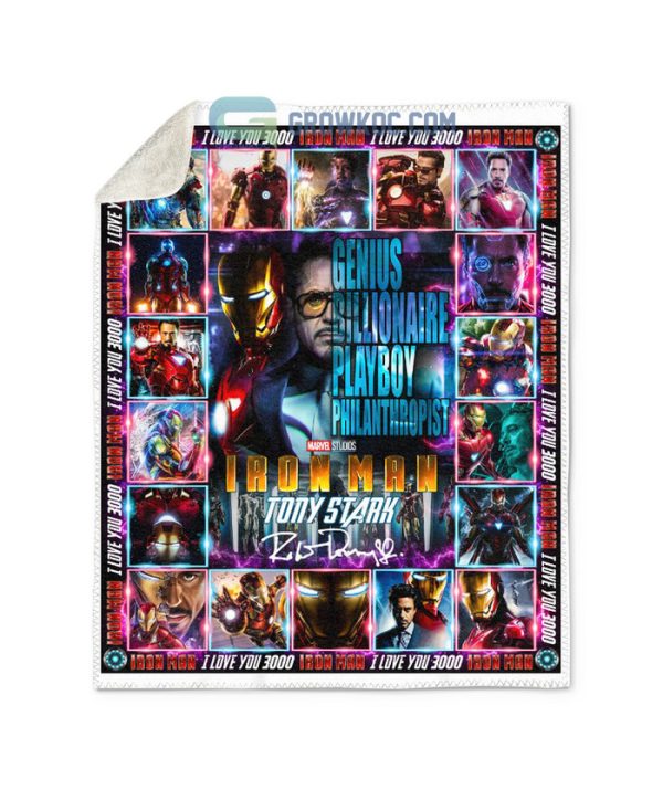 Iron Man Tony Stark I Love You 3000 Fleece Blanket, Quilt