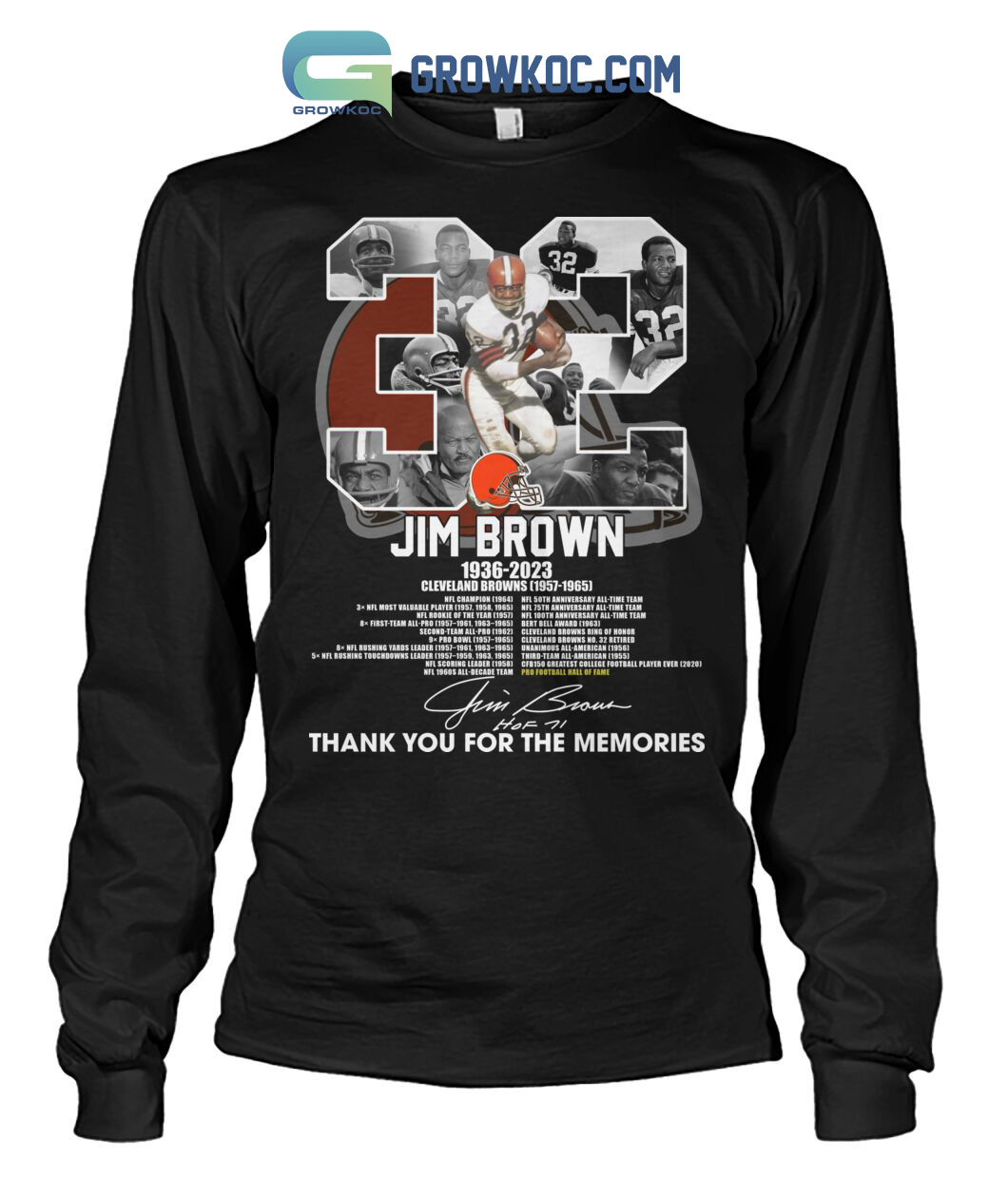 Jim Brown Cleveland Browns 1964 Throwback Jersey Long Sleeve Rebook Men’s  Sz XXL