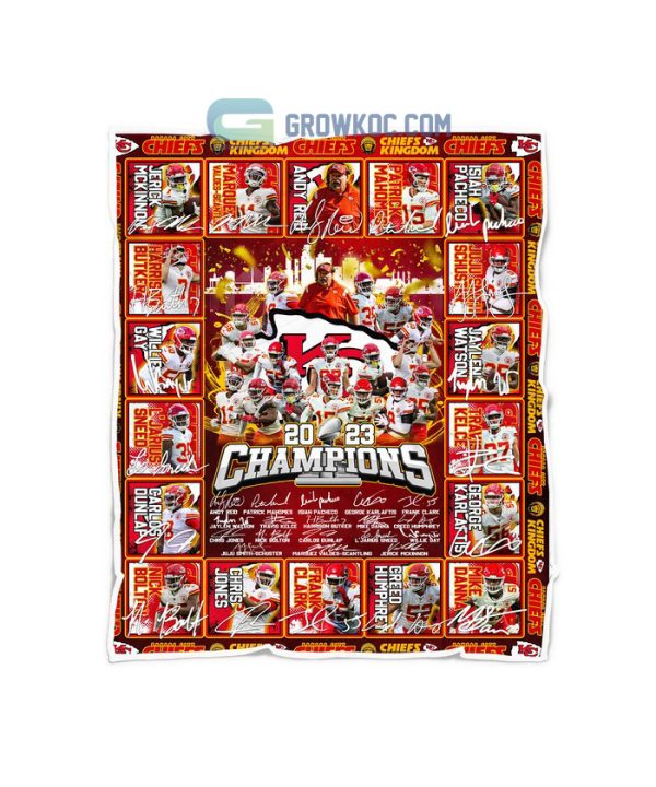 Kansas City Chiefs Super Bowl Champions 2023 Fleece Blanket, Quilt