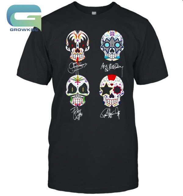 Kiss Band 4 Horror Face Signature T-Shirt
