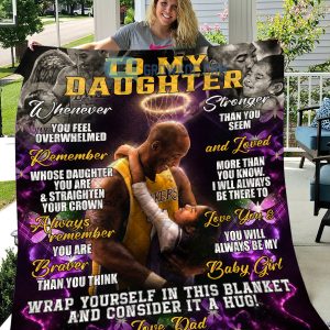 Kobe Bryant To My Daughter Love Dad For Father's Day Fleece Blanket, Quilt