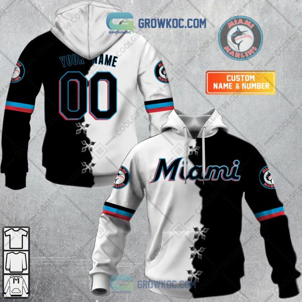 MLB Miami Marlins Mix Jersey Custom Personalized Hoodie Shirt