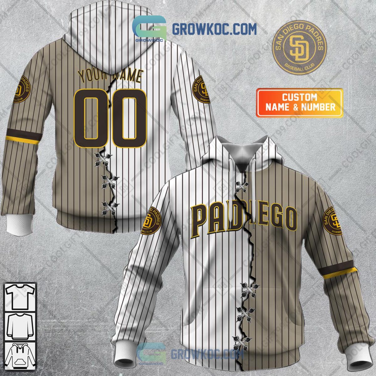 MLB San Diego Padres Mix Jersey Custom Personalized Hoodie