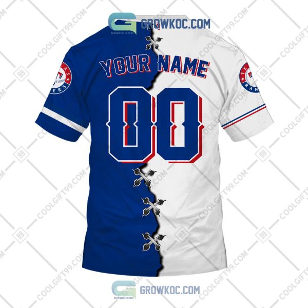 MLB Texas Rangers Mix Jersey Custom Personalized Hoodie Shirt