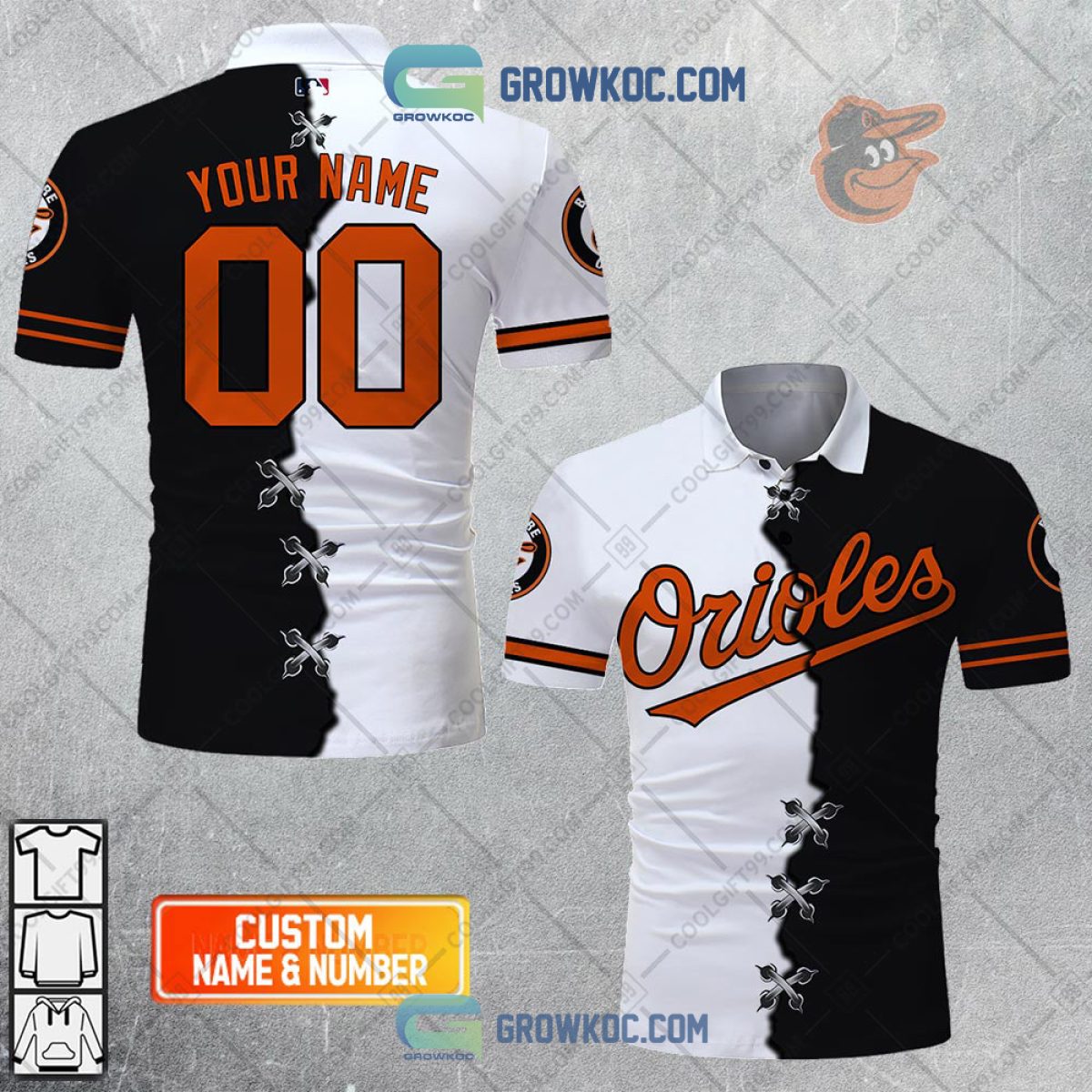 Custom Baltimore Baseball Script White Orioles T-Shirt