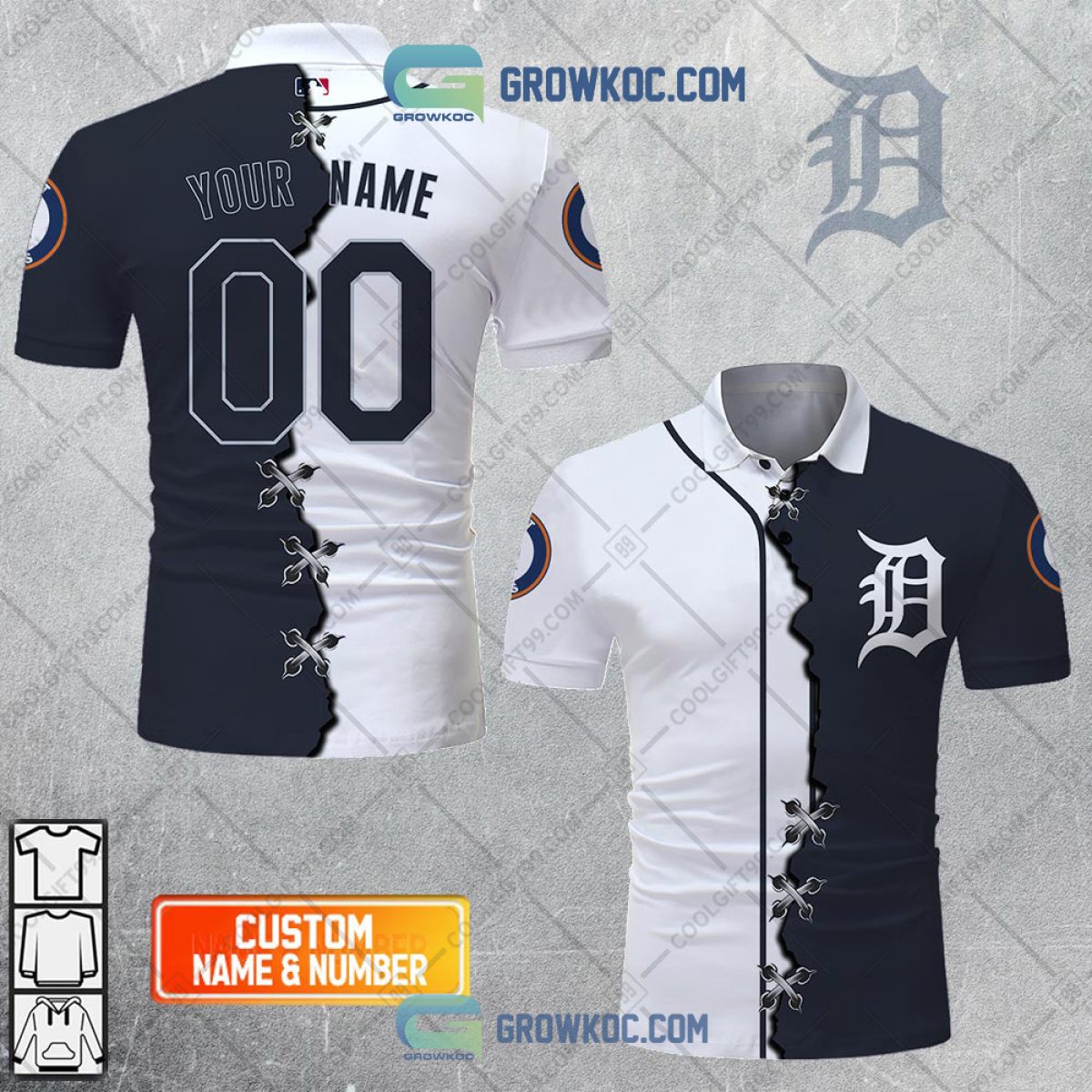 Detroit Tigers MLB Personalized Mix Baseball Jersey - Growkoc
