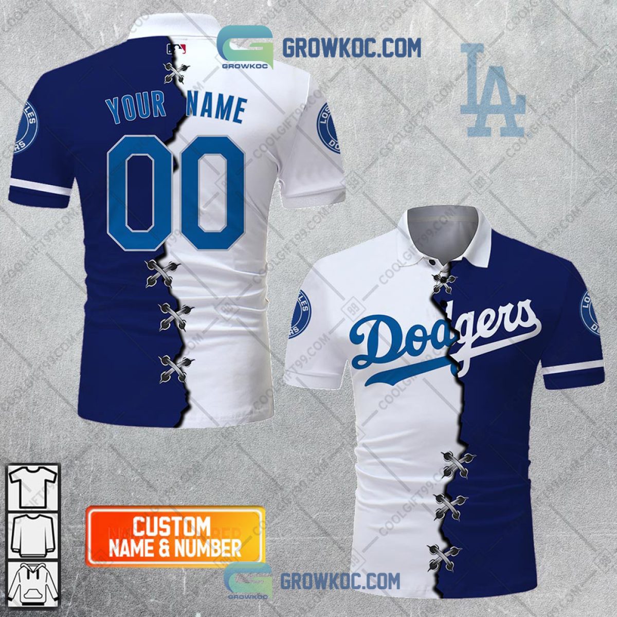 MLB Los Angeles Dodgers Mix Jersey Personalized Style Polo Shirt - Growkoc