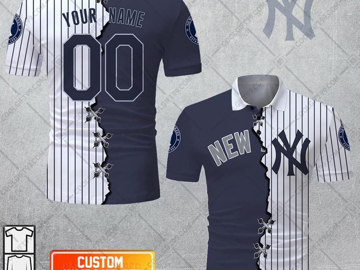 MLB Baseball NEW YORK YANKEES Golf Style Embroidered Button Polo Shirt