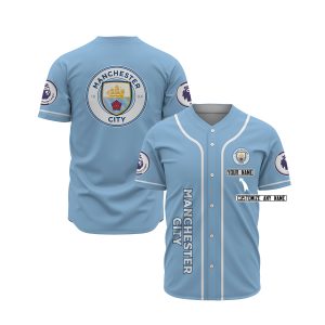 Manchester City Personalized Custom Sky Blue Baseball Jersey