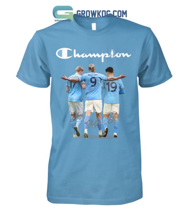 Manchester City Haaland Bruyne Alvarez Champion T-Shirt