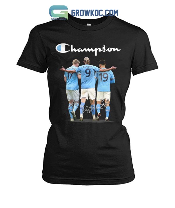 Manchester City Haaland Bruyne Alvarez Champion T-Shirt
