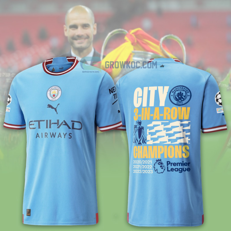 Manchester City Premier League Champions 3 In Row T-Shirt