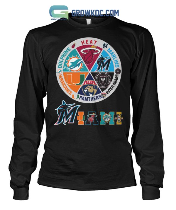 Miami Heat Dolphins Hurricanes Panthers Inter Miami Marlins T-Shirt