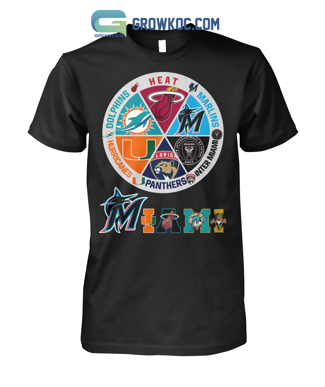 Miami Heat Dolphins Hurricanes Panthers Inter Miami Marlins T-Shirt