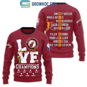 Miami Heat 2022 2023 NBA Western Conference Finals Champions Love Red Design Hoodie T-Shirt
