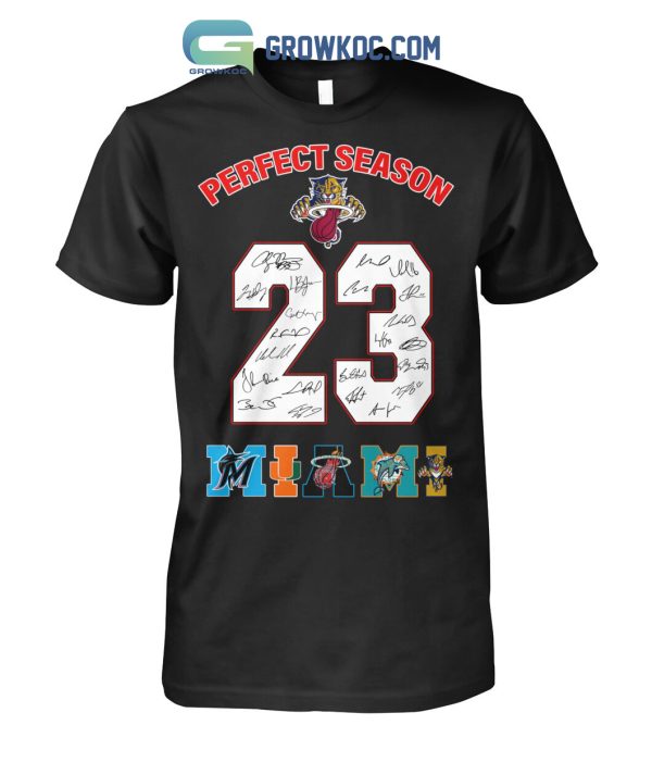 Miami Heat Dolphins Marins Panthers Inter Perfect Season 2023 T-Shirt