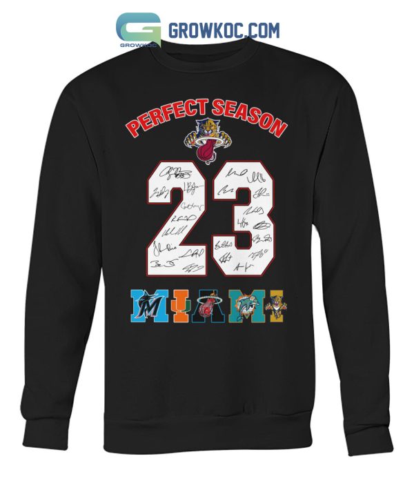 Miami Heat Dolphins Marins Panthers Inter Perfect Season 2023 T-Shirt