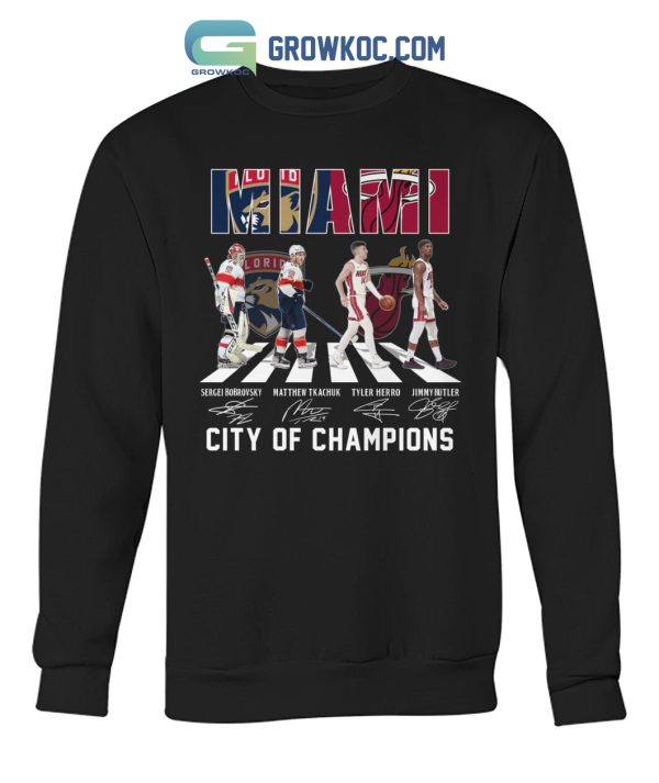 Miami Heat Florida Panthers City Of Champion Abbey Road T-Shirt