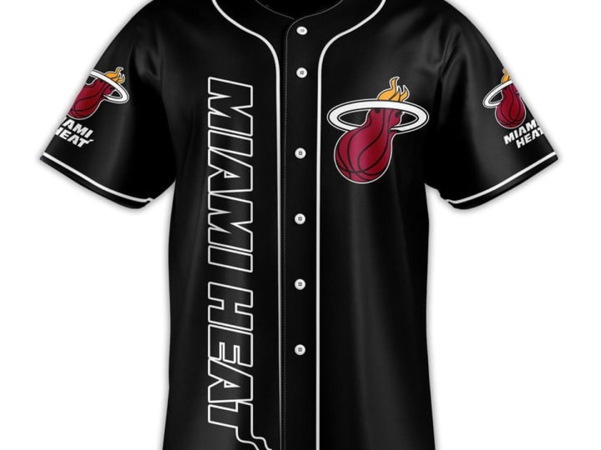 Black NBA Miami Heat Baseball Jersey - Printing Ooze