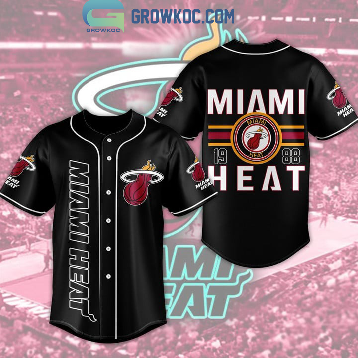 Miami Heat NBA 1988 Black Design Baseball Jersey - Growkoc