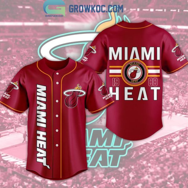 Miami Heat NBA 1988 Red White Design Baseball Jersey