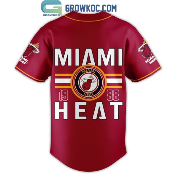 Miami Heat NBA 1988 Red White Design Baseball Jersey