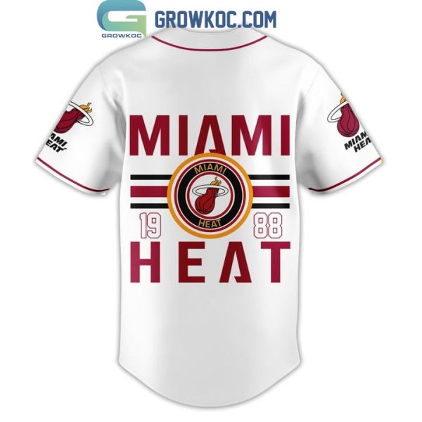 Miami Heat NBA 1988 White Red Baseball Jersey