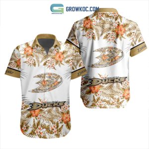NHL Anaheim Ducks Flowers Hawaiian Design Button Shirt