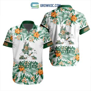 NHL Arizona Coyotes Flowers Hawaiian Design Button Shirt