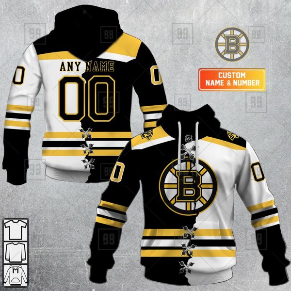 NHL Boston Bruins Mix Jersey Custom Personalized Hoodie T Shirt Sweatshirt