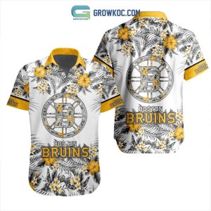 NHL Boston Bruins Flowers Hawaiian Design Button Shirt