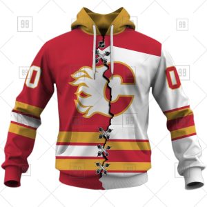 NHL Calgary Flames Mix Jersey Custom Personalized Hoodie T Shirt Sweatshirt