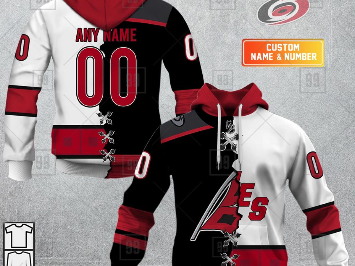 NHL Carolina Hurricanes Custom Name Number 2020 Home Jersey Zip Up Hoodie