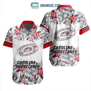 NHL Carolina Hurricanes Flowers Hawaiian Design Button Shirt