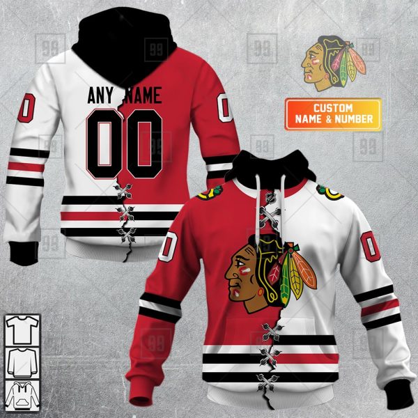 NHL Chicago Blackhawks Mix Jersey Custom Personalized Hoodie T Shirt Sweatshirt