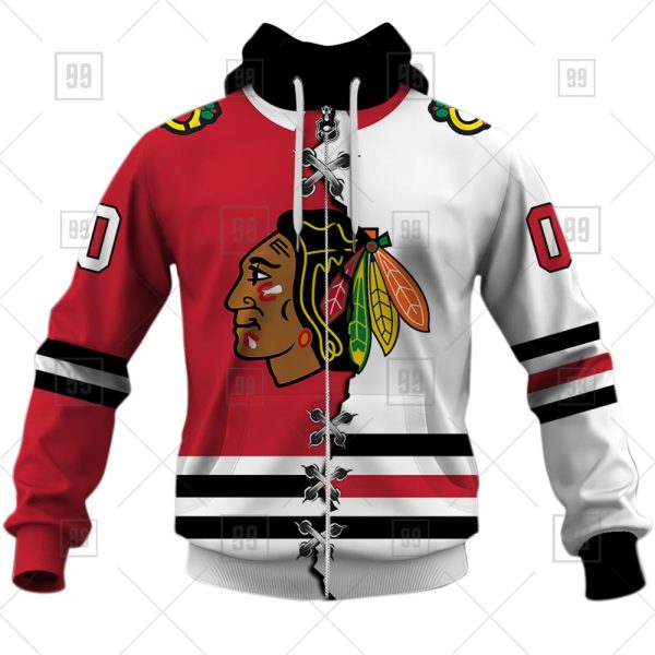 NHL Chicago Blackhawks Mix Jersey Custom Personalized Hoodie T Shirt Sweatshirt