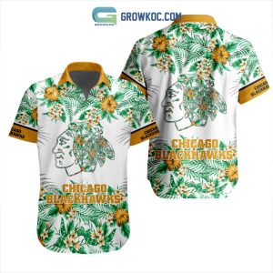 NHL Chicago Blackhawk Crane Hawaiian Design Button Shirt