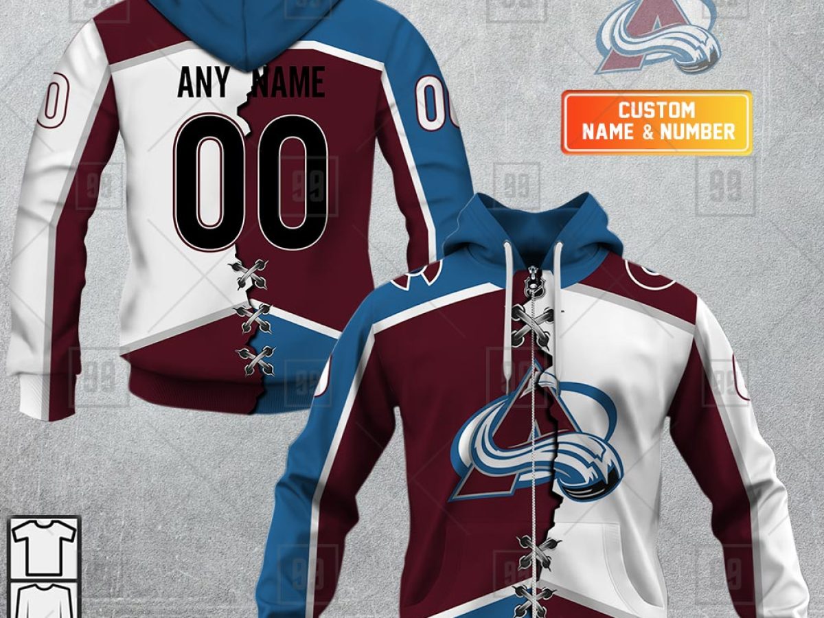 Colorado Avalanche Custom Name And Number Fight Cancer Hoodie Zip