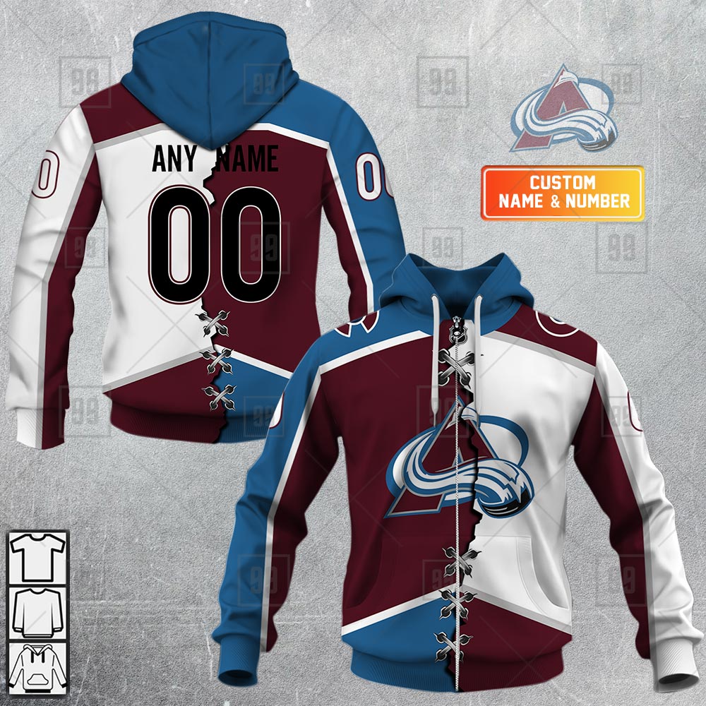 NHL Colorado Avalanche Mix Jersey Custom Personalized Hoodie T Shirt Sweatshirt
