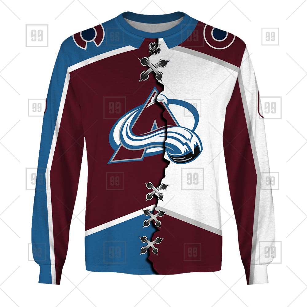 NHL Colorado Avalanche Custom Name Number 2021 Reverse Retro Alternate  Jersey Zip Up Hoodie