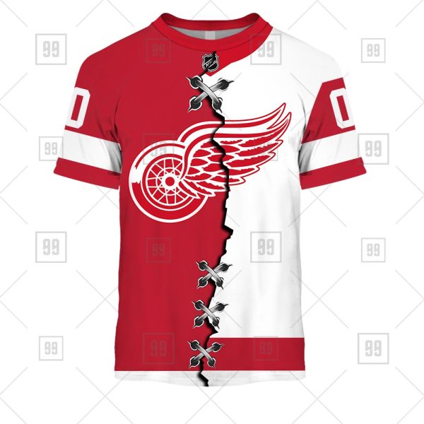 NHL Detroit Red Wings Mix Jersey Custom Personalized Hoodie T Shirt Sweatshirt