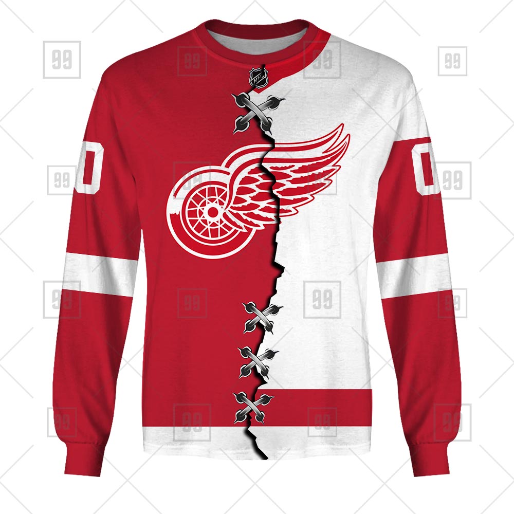 Detroit Red Wings Jersey Sweatshirt Detroit Tee Hockey Sweatshirt
