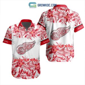 NHL Detroit Red Wings Flowers Hawaiian Design Button Shirt