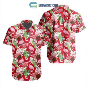 NHL Detroit Red Wings Crane Hawaiian Design Button Shirt