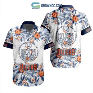 NHL Edmonton Oilers Flowers Hawaiian Design Button Shirt